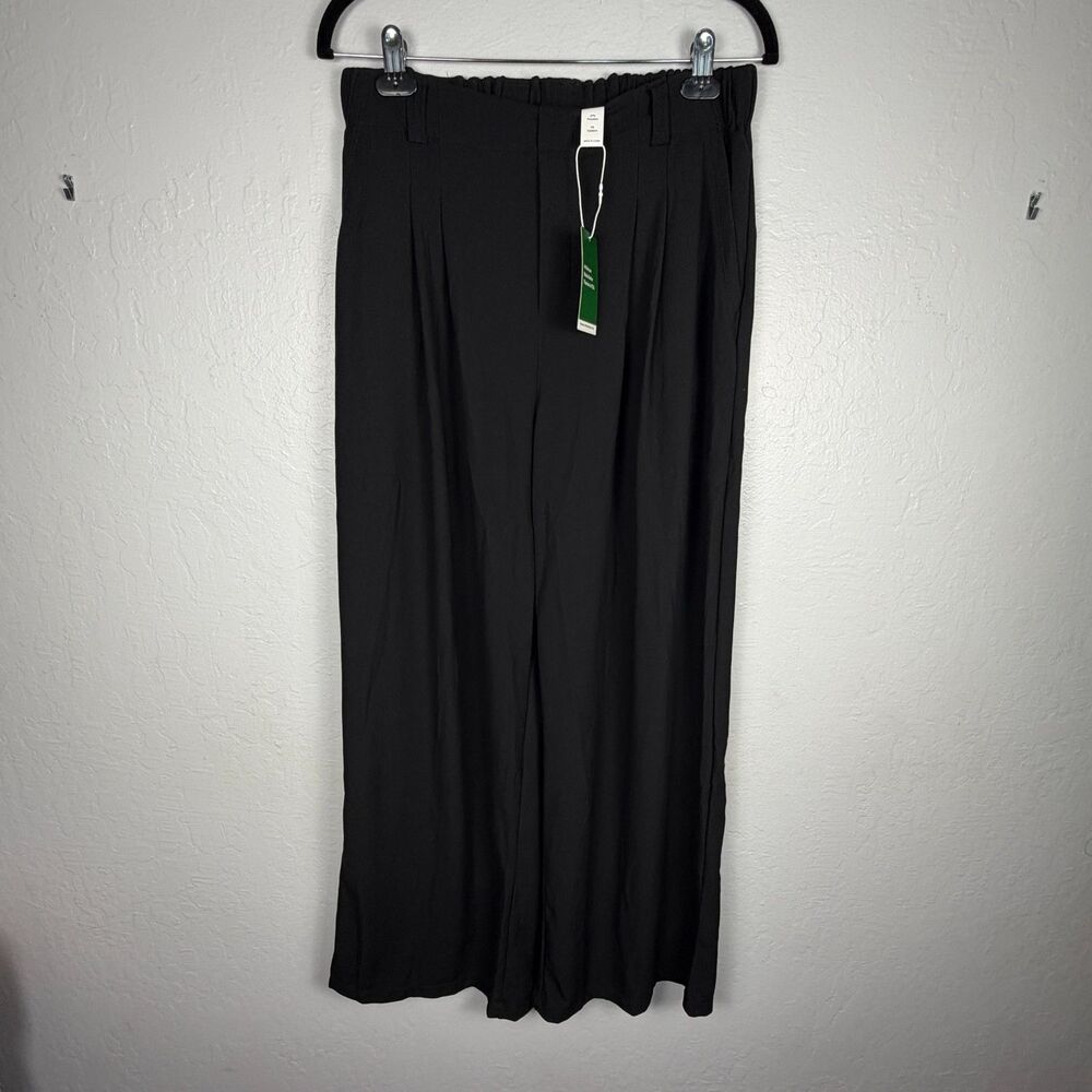 Halara Flex High Waisted Pocket Wide Leg Waffle Work Pants Black L NWT - Picture 1 of 8
